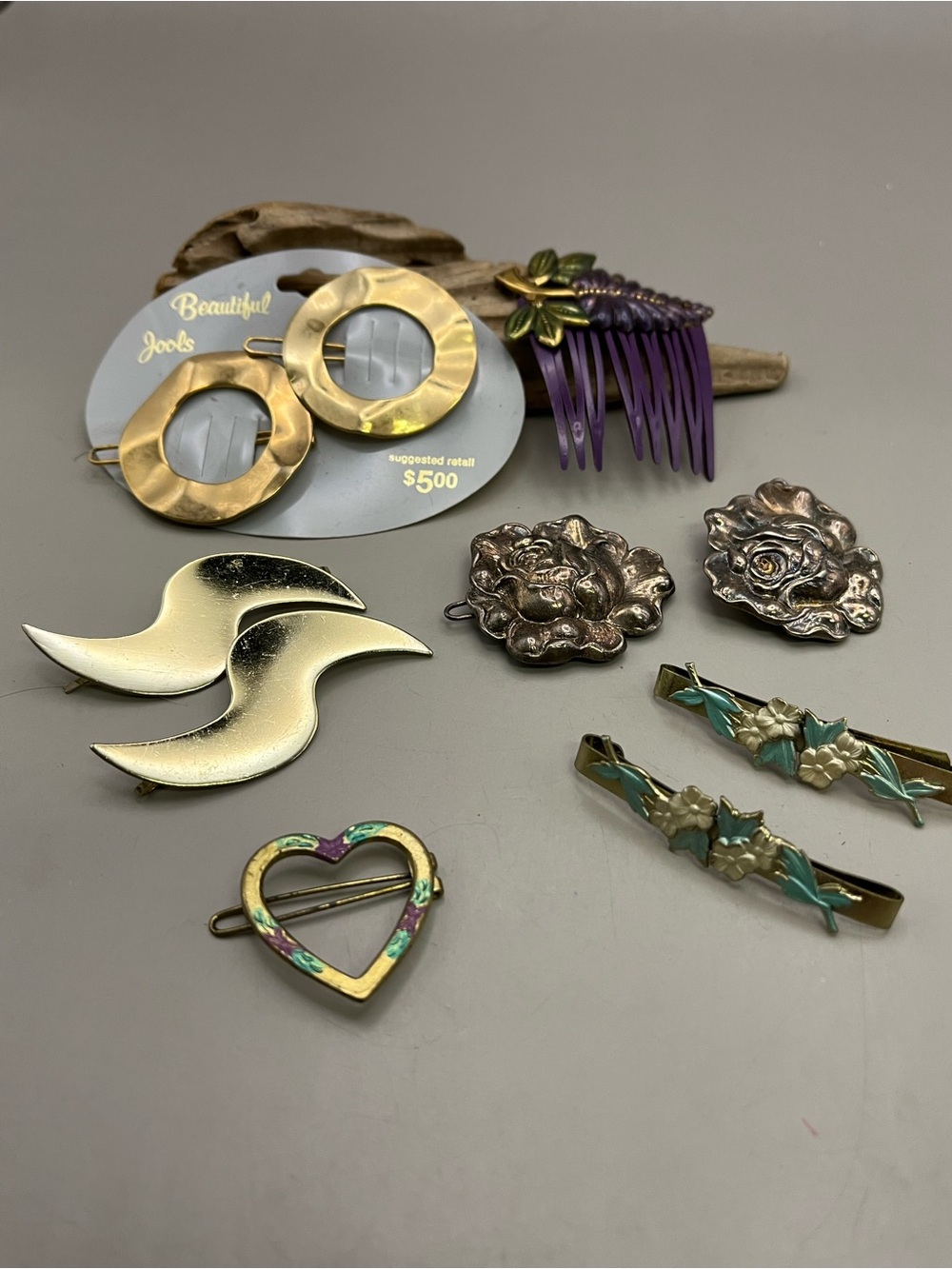Vintage Hair Accessories Lot 10pc | 80s 90s Barrettes Bobby Pins Hair Comb
